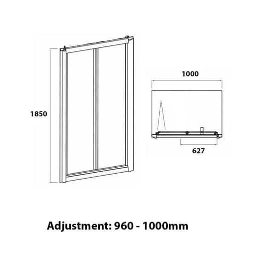 Oceana Crystal 1000mm Bi-fold Door (6mm Glass) - Chrome - Envy Bathrooms Ltd