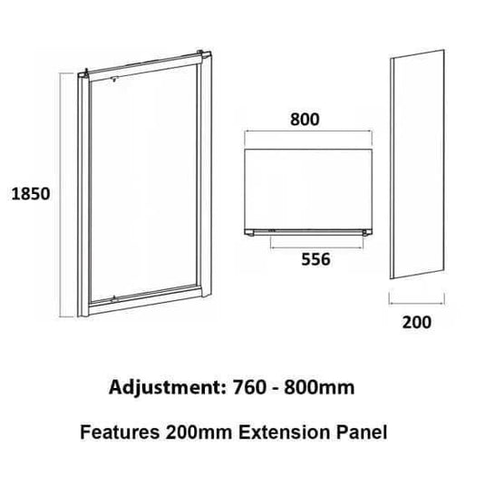 Oceana Crystal 1000mm Pivot Door (6mm Glass) - Chrome - Envy Bathrooms Ltd