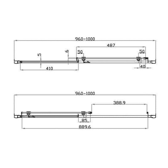 Oceana Crystal 1000mm Sliding Door (6mm Glass) - Chrome - Envy Bathrooms Ltd