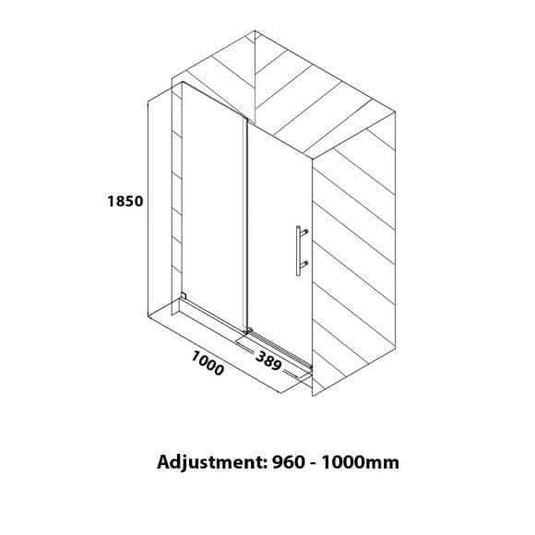 Oceana Crystal 1000mm Sliding Door (6mm Glass) - Matt Black - Envy Bathrooms Ltd