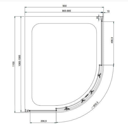 Oceana Crystal 1100 x 900mm Offset Quadrant Enclosure (6mm Glass) - Envy Bathrooms Ltd