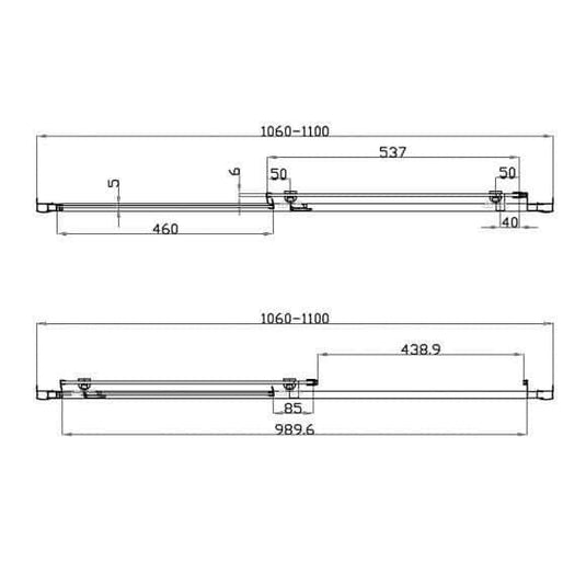 Oceana Crystal 1100mm Sliding Door (6mm Glass) - Chrome - Envy Bathrooms Ltd