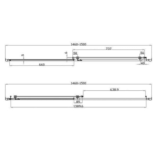 Oceana Crystal 1500mm Sliding Door (6mm Glass) - Chrome - Envy Bathrooms Ltd