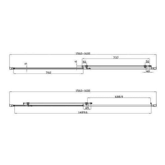 Oceana Crystal 1600mm Sliding Door (6mm Glass) - Chrome - Envy Bathrooms Ltd