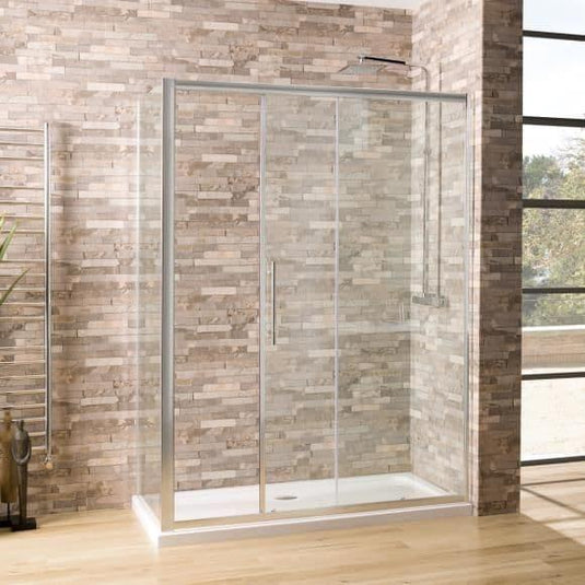 Oceana Crystal 1600mm Sliding Door (6mm Glass) - Chrome - Envy Bathrooms Ltd