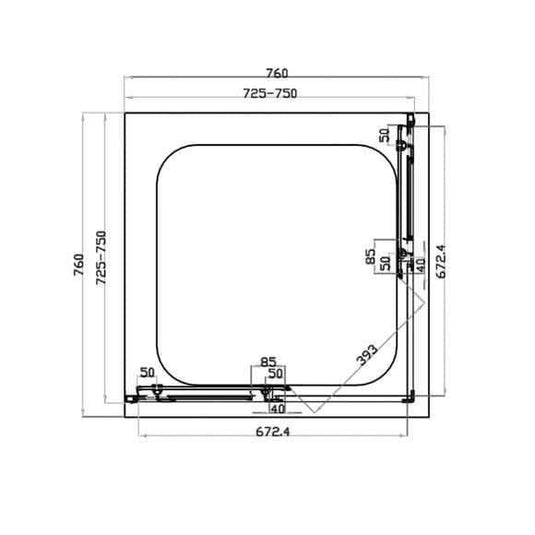 Oceana Crystal 760mm Corner Entry Door (6mm Glass) - Chrome - Envy Bathrooms Ltd