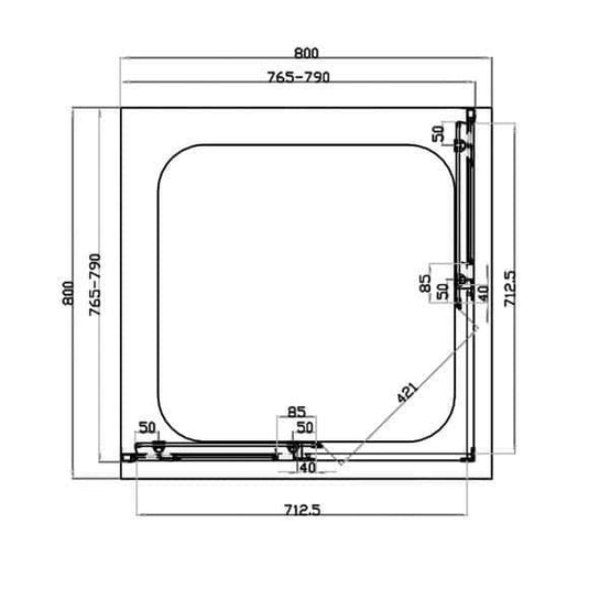 Oceana Crystal 800mm Corner Entry Door (6mm Glass) - Chrome - Envy Bathrooms Ltd