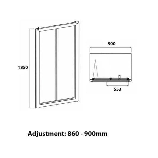 Oceana Crystal 900mm Bi-fold Door (6mm Glass) - Chrome - Envy Bathrooms Ltd