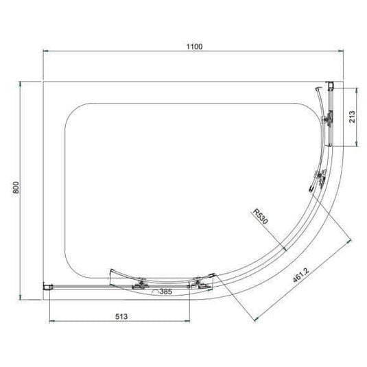 Oceana Crystal6 1100 x 800mm Offset Quadrant Enclosure - Matt Black - Envy Bathrooms Ltd