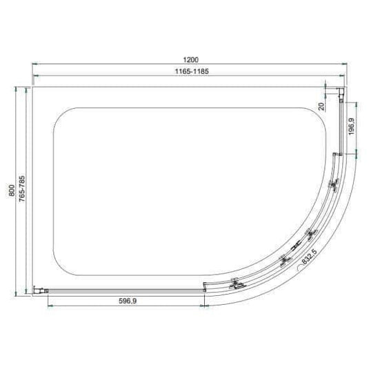 Oceana Crystal6 1200 x 800mm Offset Quadrant Enclosure - Matt Black - Envy Bathrooms Ltd