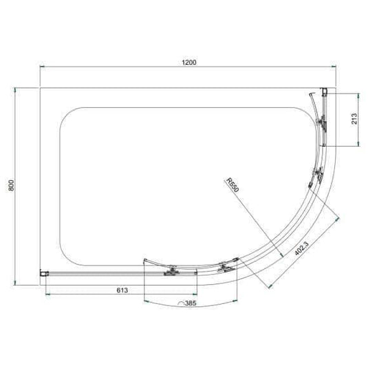 Oceana Crystal6 1200 x 800mm Offset Quadrant Enclosure - Matt Black - Envy Bathrooms Ltd