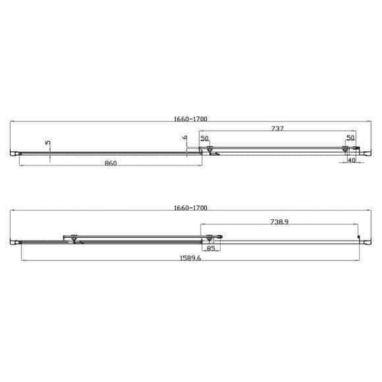 Oceana Crystal6 1700mm Sliding Door - Silver - Envy Bathrooms Ltd