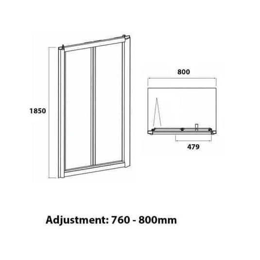 Oceana Crystal6 800mm Bi-fold Door - Silver - Envy Bathrooms Ltd