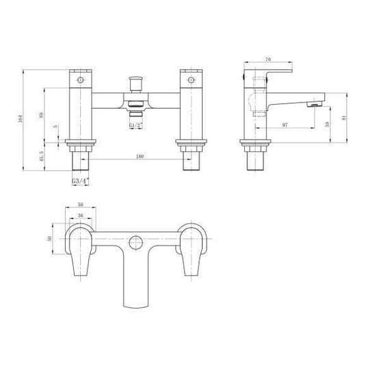Oceana Danube Bath Shower Mixer Tap - Chrome - Envy Bathrooms Ltd
