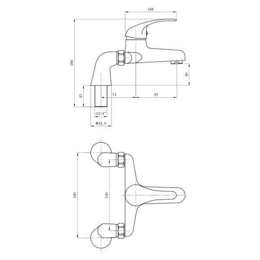 Oceana Dee Bath Filler Tap - Chrome - Envy Bathrooms Ltd