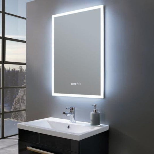 Oceana Desire 730mm LED Portrait Mirror Inc Digital Clock - Chrome - Envy Bathrooms Ltd