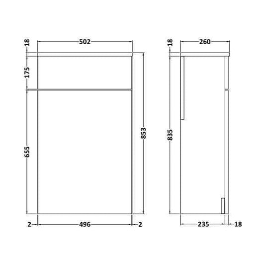 Oceana Eden 500mm Back to Wall WC Toilet Unit Gloss - Gloss Grey - Envy Bathrooms Ltd