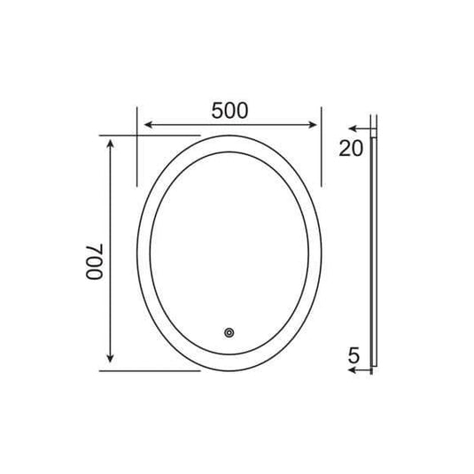 Oceana Glamour 500mm LED Oval Mirror - Chrome - Envy Bathrooms Ltd