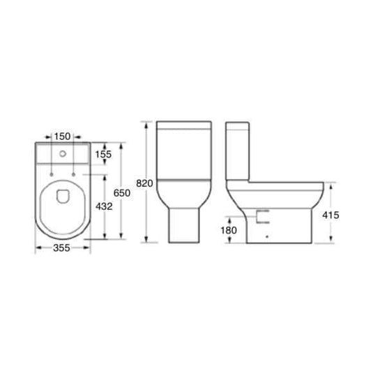 Oceana Harlech Close Coupled Open Back Pan & Cistern Inc Soft Close Seat - Envy Bathrooms Ltd