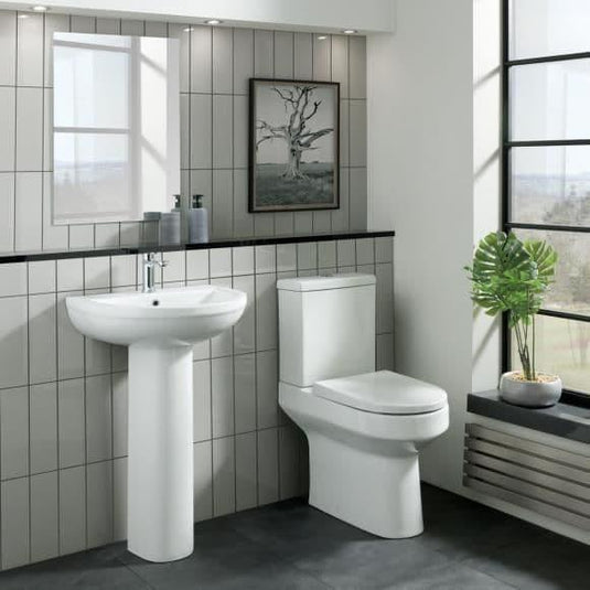 Oceana Harlech Comfort Height Close Coupled Open Back Pan & Cistern Inc Soft Close Seat - Envy Bathrooms Ltd