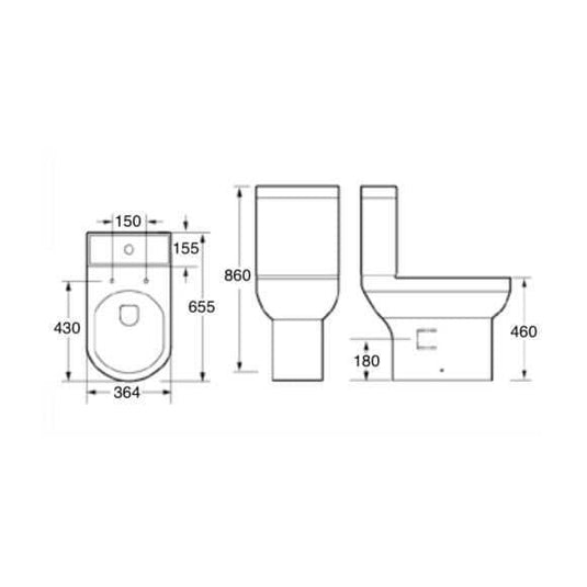 Oceana Harlech Comfort Height Close Coupled Open Back Pan & Cistern Inc Soft Close Seat - Envy Bathrooms Ltd