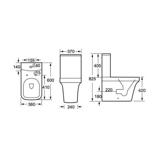 Oceana Hensol Close Coupled Closed Back Pan & Cistern Inc Soft Close Seat - Envy Bathrooms Ltd