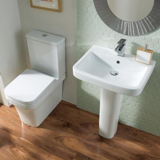 Oceana Hensol Close Coupled Open Back Pan & Cistern Inc Soft Close Seat - Envy Bathrooms Ltd