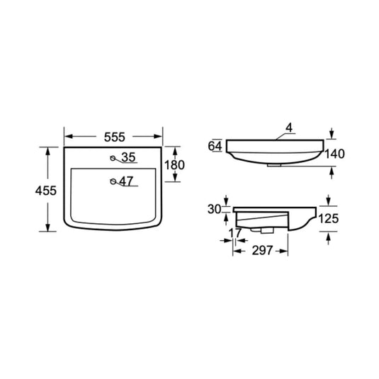 Oceana Hensol Semi Recess Basin 555mm - Envy Bathrooms Ltd