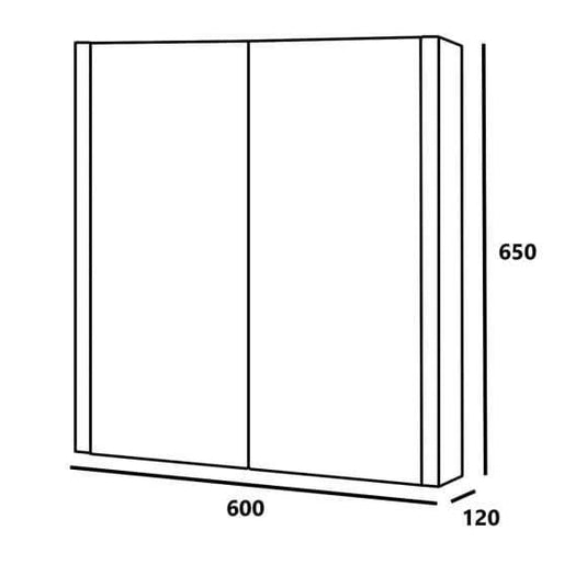 Oceana Kara 600 Double Door Mirror Cabinet - Gloss White - Envy Bathrooms Ltd