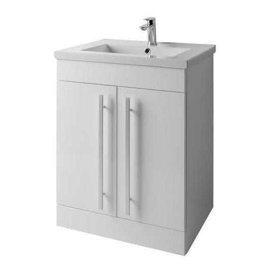 Oceana Kara 600mm 2 Door Floorstanding Vanity Unit & Basin - White - Envy Bathrooms Ltd