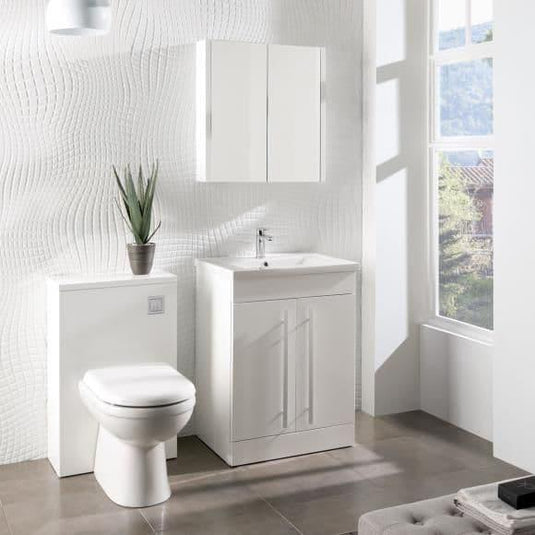 Oceana Kara 600mm 2 Door Floorstanding Vanity Unit & Basin - White - Envy Bathrooms Ltd