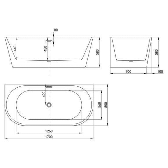 Oceana Langland 1700mm Freestanding Double Ended Bath - Envy Bathrooms Ltd