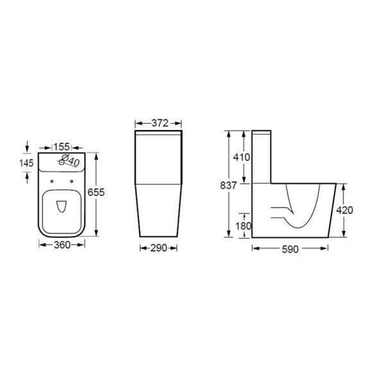 Oceana Ludlow Close Coupled Pan & Cistern Inc Soft Close Seat - Envy Bathrooms Ltd