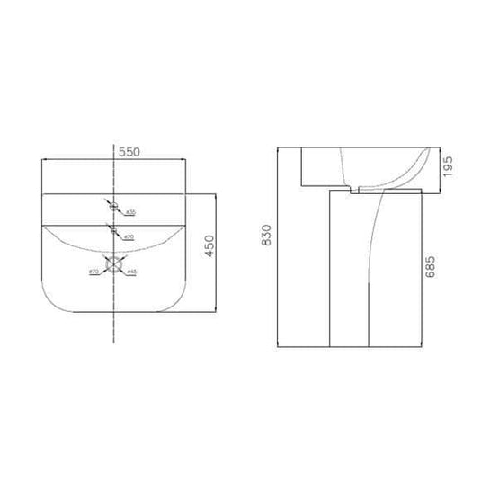 Oceana Lydford Basin & Pedestal - Envy Bathrooms Ltd