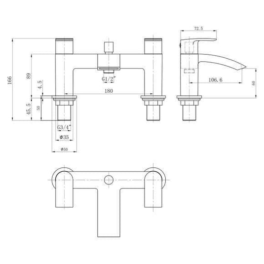 Oceana Medway Bath Shower Mixer Tap - Chrome - Envy Bathrooms Ltd