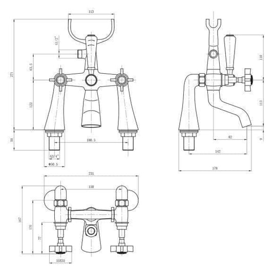 Oceana Nile Bath Shower Mixer Tap - Chrome - Envy Bathrooms Ltd