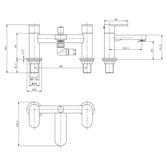 Oceana Prestige Bath Shower Mixer Tap - Chrome - Envy Bathrooms Ltd