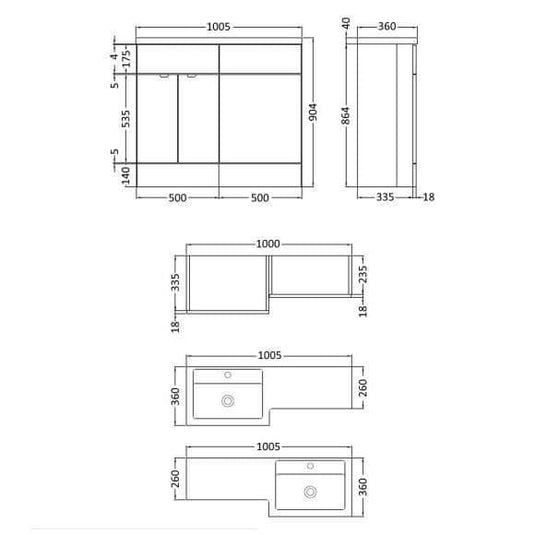 Oceana Rio 1000mm Furniture Set & Basin in Grey Avola (LH) - Envy Bathrooms Ltd