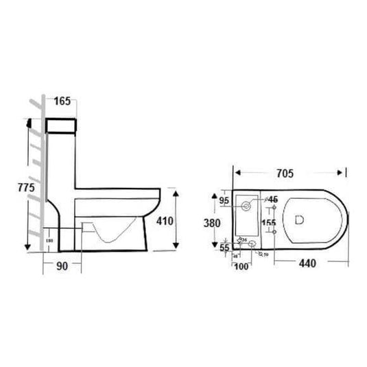 Oceana Saturn 2 In 1 Combination WC & Basin Unit Inc Soft Close Seat - Envy Bathrooms Ltd