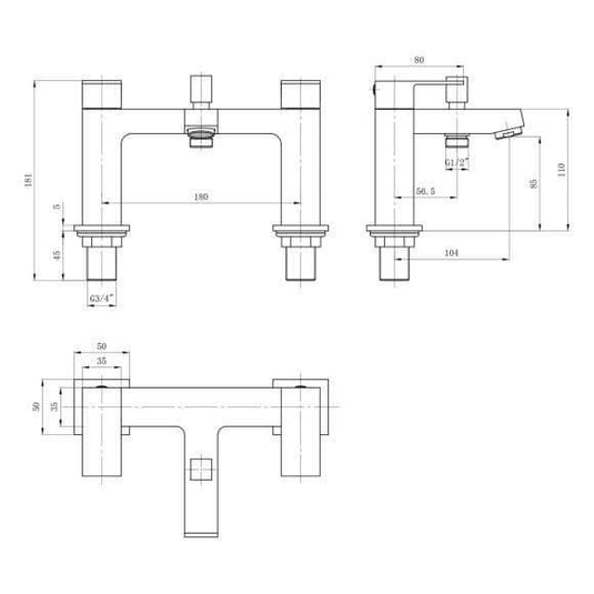 Oceana Tyne Bath Shower Mixer Tap - Chrome - Envy Bathrooms Ltd