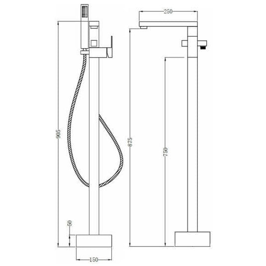Oceana Tyne Freestanding Bath Shower Mixer Tap - Chrome - Envy Bathrooms Ltd