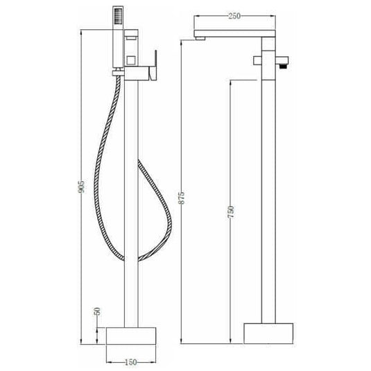 Oceana Tyne Freestanding Bath Shower Mixer Tap - Chrome - Envy Bathrooms Ltd