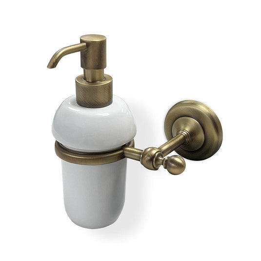 Origins Albany Soap Dispenser - Aged Brass/White - Envy Bathrooms Ltd