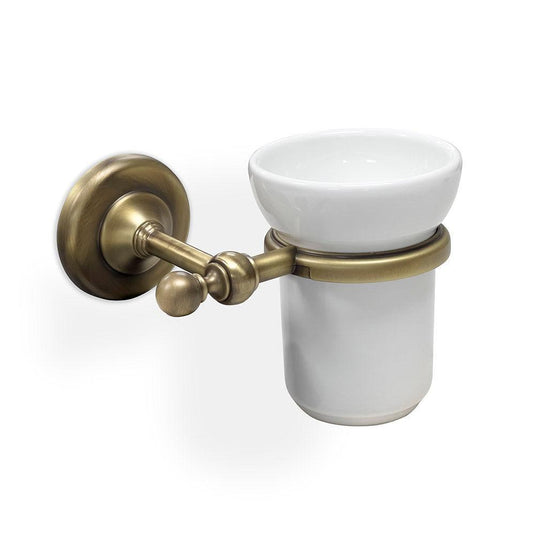 Origins Albany Tumbler Holder - Aged Brass/White - Envy Bathrooms Ltd