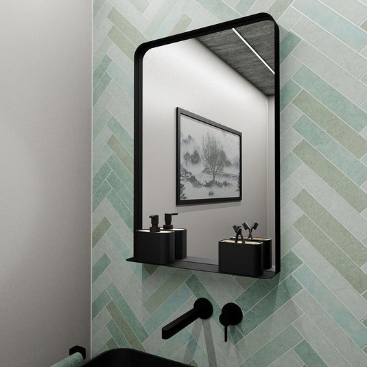 City Mirror with Shelf 50 - Black - Envy Bathrooms Ltd