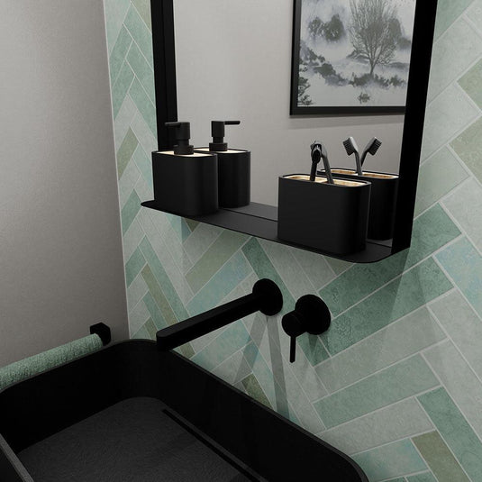 Origins City Mirror with Shelf 50 - Black - Envy Bathrooms Ltd