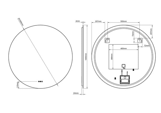 Origins Claris 1000mm Round Mirror - No Frame - CLR-01D100-03 - Envy Bathrooms Ltd