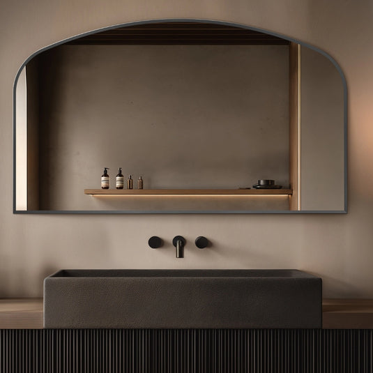 Origins Delphine 1200mm Overmantel Arch Mirror - Gunmetal - DEL-00R127-GM - Envy Bathrooms Ltd