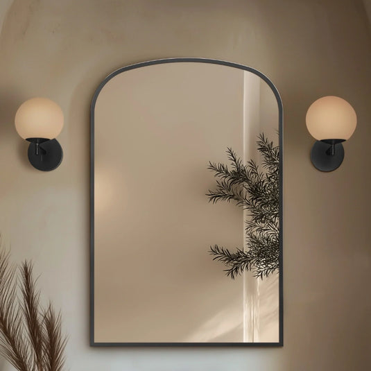 Origins Delphine 600mm Overmantel Arch Mirror - Gunmetal - DEL-00R069-GM - Envy Bathrooms Ltd