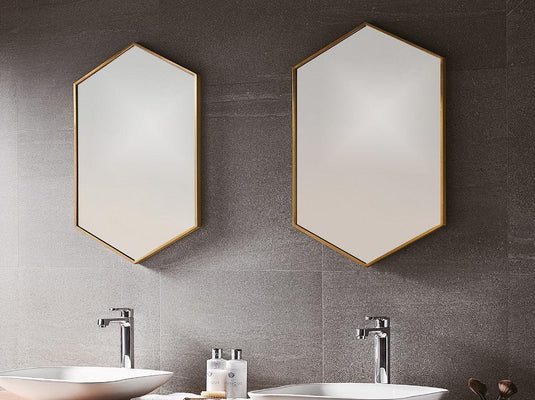 Origins Docklands 50 x 75cm Hexagonal Mirror - Brushed Brass - Envy Bathrooms Ltd